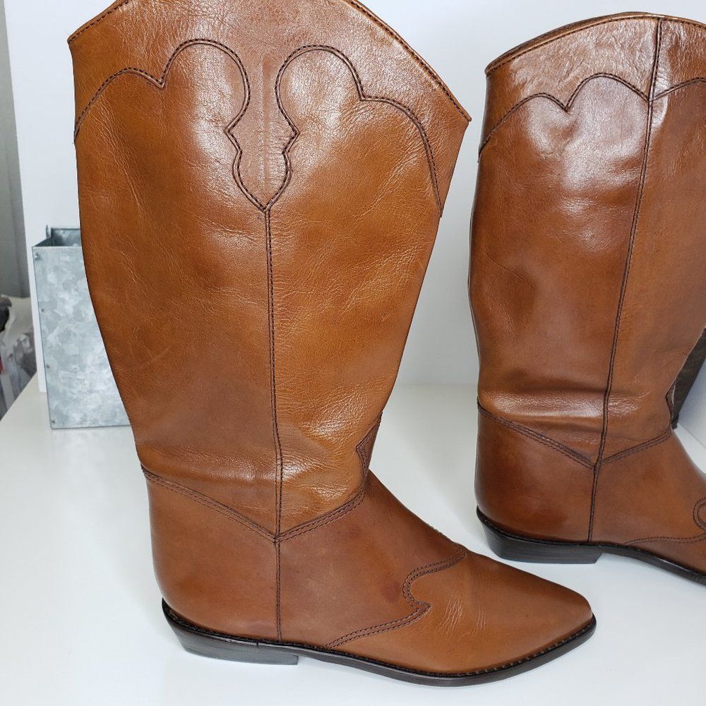9 West Brown Leather Brazilian Sidney Boots Size 6